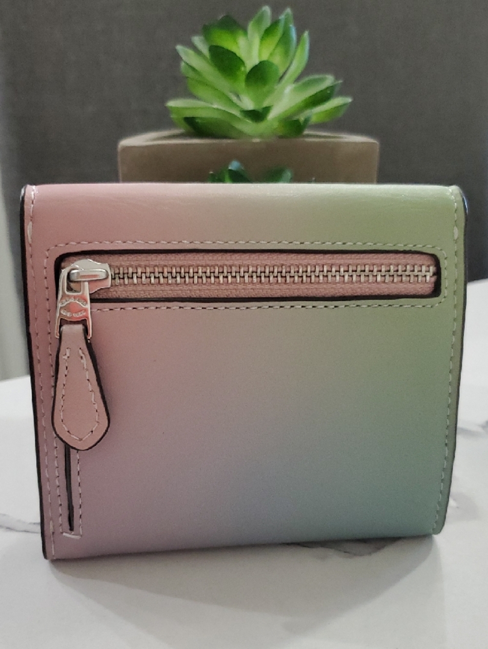 Coach Ombre Leather Wyn Small Wallet in the Pale Pistachio Multi colorway💗💙💚 - Picture 6 of 16